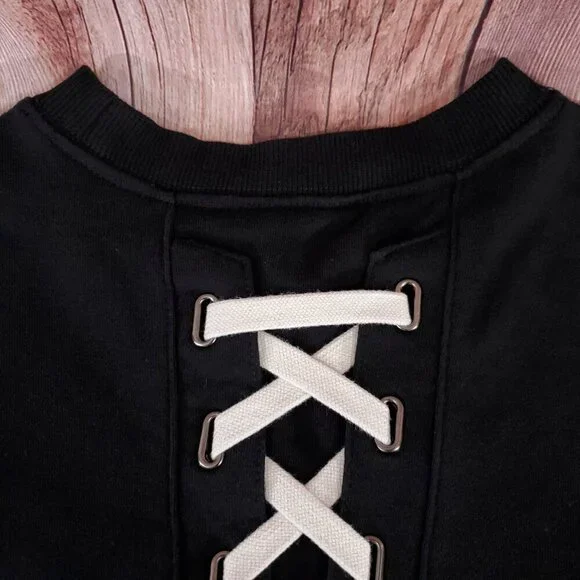 *READ* DBYDGNAK Unisex Size Large Black Back Lace Up Sweatshirt - Picture 11 of 16